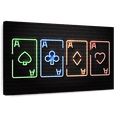 thumbnail image 1 of Elephant Stock Neon Playing Cards Wall Art - Horizontal Canvas Wall Art - Living Room Wall Decor - Hobbies And Lifestyle Canvas - Black And Green Decor - 24" x 16", 1 of 8