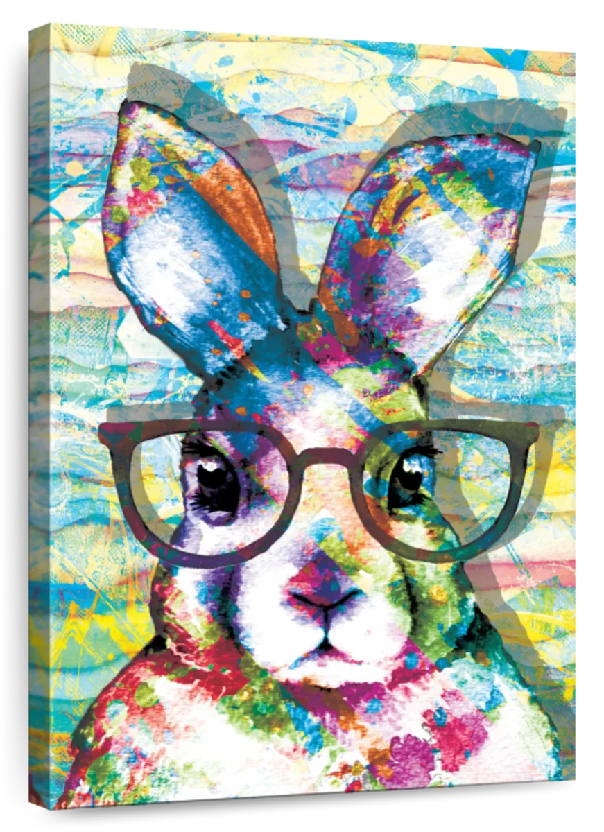 Elephant Stock Nerd Rabbit Paint Splash Wall Art - Vertical Canvas Wall ...
