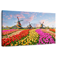 thumbnail image 1 of Elephant Stock Netherlands Tulips And Windmills Wall Art - Horizontal Canvas Wall Art - Living Room Wall Decor - Nature Canvas - Gold And Beige Decor - 24" x 16", 1 of 8
