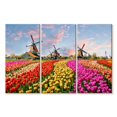 thumbnail image 1 of Elephant Stock Netherlands Tulips And Windmills Wall Art - Horizontal Multi Panel Canvas - Living Room Wall Decor - Nature Multi Panel - Gold And Beige Decor - 38" x 24", 1 of 4