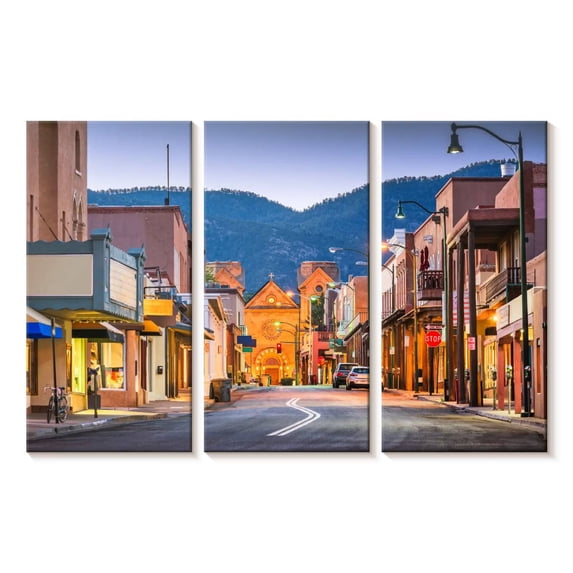 Elephant Stock New Mexico Wall Art - Horizontal Multi Panel Canvas - Living Room Wall Decor - Places Multi Panel - Blue And Beige Decor - 23" x 14"