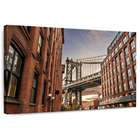 Elephant Stock New York Architecture Wall Art - Horizontal Canvas Wall Art - Living Room Wall Decor - Architecture Canvas - Brown And Blue Decor - 51" x 34"