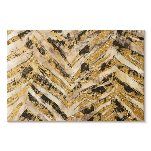 Elephant Stock New Zebra Ii Wall Art - Horizontal Canvas Wall Art - Living Room Wall Decor - Abstract Canvas - Beige And Gold Decor By Pi Galerie - 12" x 8"