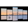 thumbnail image 1 of Elephant Stock Newport Bridge Wall Art - Horizontal Multi Panel Canvas - 5 Pieceliving Room Wall Decor - Photography Transportation Multi Panel - Blue And Purple Decor - 54" x 27", 1 of 4