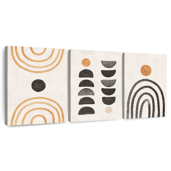Elephant Stock Between Night And Day Wall Art - Horizontal Multi Panel Canvas - Living Room Wall Decor - Abstract Multi Panel - Gray And White Decor - 26" x 12"