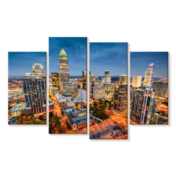 Elephant Stock North Carolina Wall Art - Horizontal Multi Panel Canvas - Living Room Wall Decor - Places Multi Panel - Orange And Yellow Decor - 36" x 22"