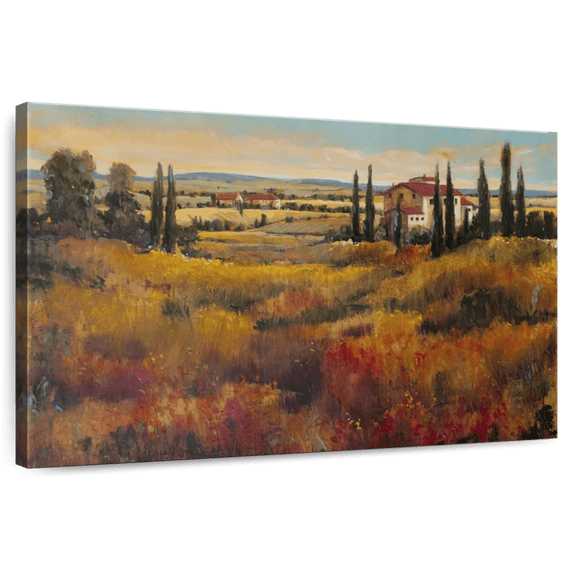 Elephant Stock Nostalgic Tuscany I Wall Art - Horizontal Canvas Wall Art - Living Room Wall Decor - Nature Canvas - Red And Orange Decor By Tim O'toole - 45" x 30"