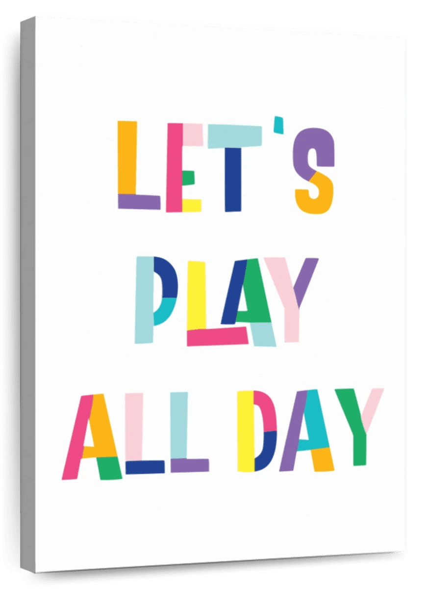 Elephant Stock Nursery Play All Day Wall Art - Vertical Canvas Wall Art ...