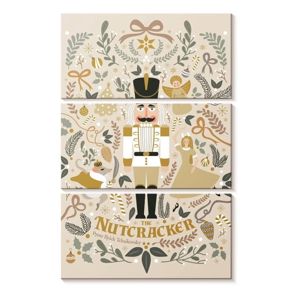 Elephant Stock Nutcracker Beige Wall Art - Vertical Multi Panel Canvas - Living Room Wall Decor - Pop Culture Multi Panel - Beige And White Decor By Vesna Skornsek - 14" x 23"