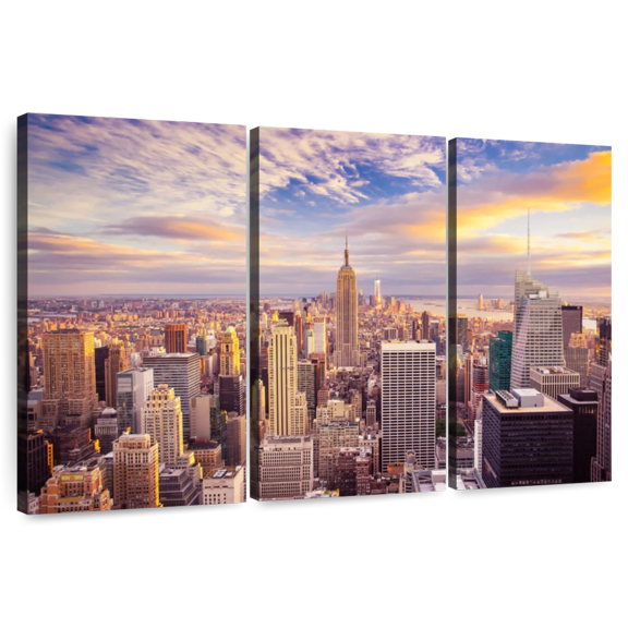 Elephant Stock Ny From Above Wall Art - City Multi Panel Canvas - 33" x 20"