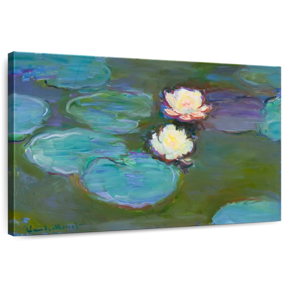 Elephant Stock Nympheas 1897-1898 Wall Art - Horizontal Canvas Wall Art - Living Room Wall Decor - Floral And Botanical Canvas - Teal And Purple Decor By Claude Monet - 12" x 8"