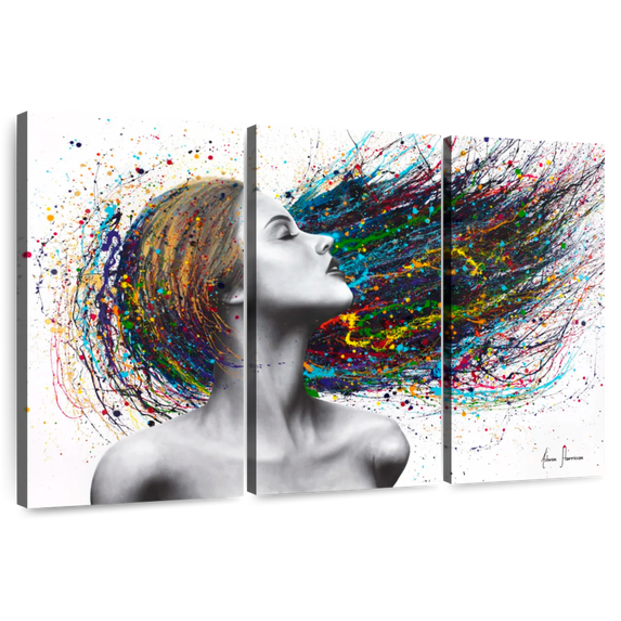 Elephant Stock Obsidian Wall Art - Horizontal Multi Panel Canvas - Living Room Wall Decor - Fashion And Beauty Multi Panel - Gray And Green Decor By Ashvin Harrison - 33" x 20"