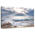 thumbnail image 1 of Elephant Stock Ocean At Sunrise Wall Art - Horizontal Canvas Wall Art - Living Room Wall Decor - Beach Canvas - Beige And Blue Decor - 48" x 32", 1 of 8