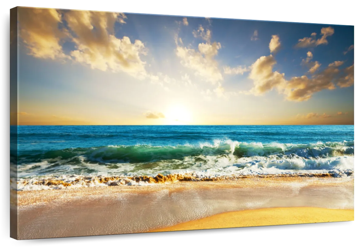 Elephant Stock Ocean Beach Sunset Wall Art - Horizontal Canvas Wall Art ...