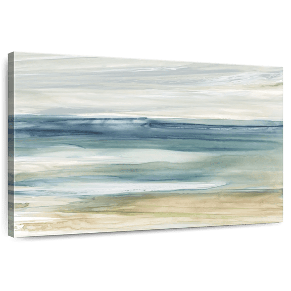 Elephant Stock Ocean Breeze I Wall Art - Horizontal Canvas Wall Art - Living Room Wall Decor - Abstract Canvas - Blue And Beige Decor By Carol Robinson - 48" x 32"