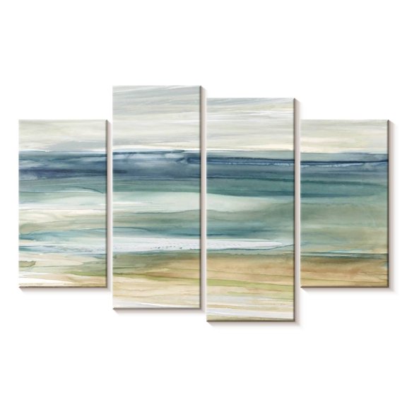 Elephant Stock Ocean Breeze I Wall Art - Horizontal Multi Panel Canvas - Living Room Wall Decor - Abstract Multi Panel - Blue And Beige Decor By Carol Robinson - 36" x 22"