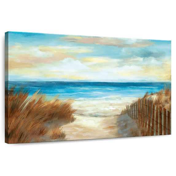 Elephant Stock Ocean Breeze Wall Art - Horizontal Canvas Wall Art - Hallway Wall Decor - Beach Canvas - Turquoise And Blue Decor By Nan - 30" x 20"