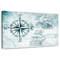 thumbnail image 1 of Elephant Stock Ocean Compass Wall Art - Horizontal Canvas Wall Art - Living Room Wall Decor - Nautical Canvas - Black And Teal Decor - 12" x 8", 1 of 8