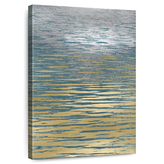 Elephant Stock Ocean Current Reflection Ii Wall Art - Vertical Canvas Wall Art - Living Room Wall Decor - Abstract Canvas - Gold And Silver Decor By Maggie Olsen - 8" x 12"