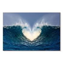 Elephant Stock Ocean Heart Wave Wall Art - Horizontal Canvas Wall Art - Living Room Wall Decor - Beach Canvas - Teal And Blue Decor - 12" x 8"
