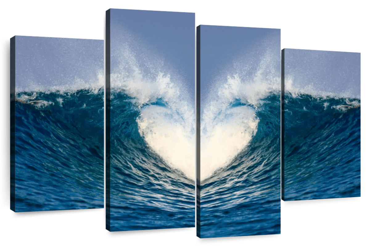 Elephant Stock Ocean Heart Wave Wall Art - Horizontal Multi Panel ...