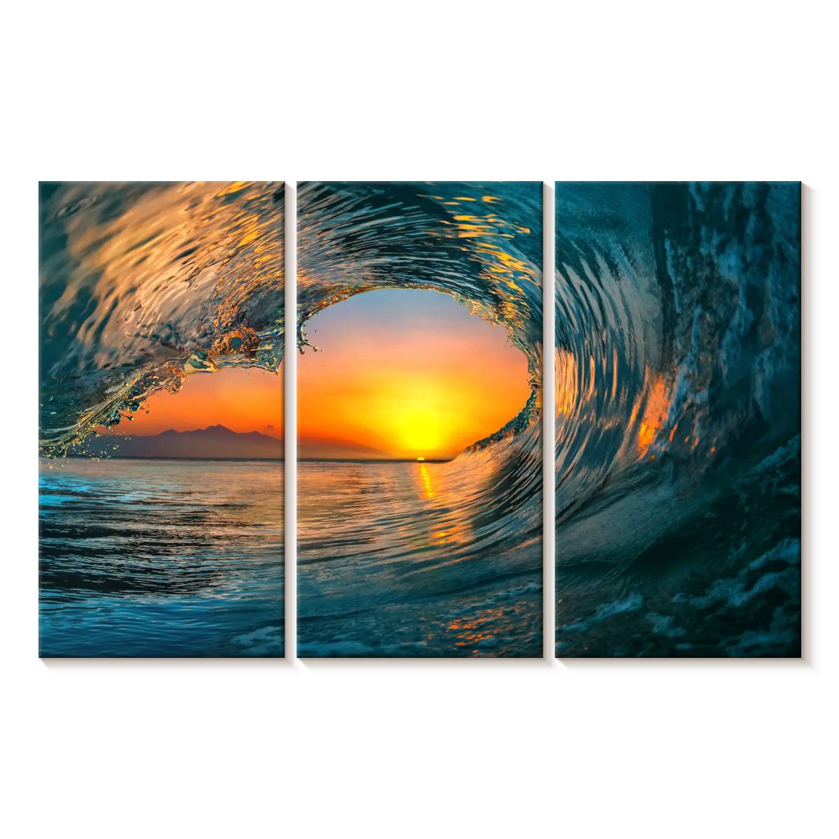 Elephant Stock Ocean Wave Curl Wall Art - Horizontal Multi Panel Canvas ...