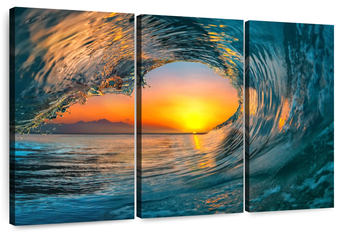 Elephant Stock Ocean Wave Curl Wall Art - Horizontal Multi Panel Canvas ...