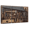 thumbnail image 1 of Elephant Stock Old Carpentry Tools Wall Art - Horizontal Multi Panel Canvas - Living Room Wall Decor - Hobbies And Lifestyle Multi Panel - Gray And Brown Decor - 57" x 36", 1 of 8