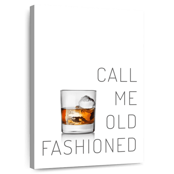 Elephant Stock Old Fashioned Whiskey Wall Art - Vertical Canvas Wall Art - Dining Room Wall Decor - Food And Drink Canvas - White And Gray Decor - 24" x 36"