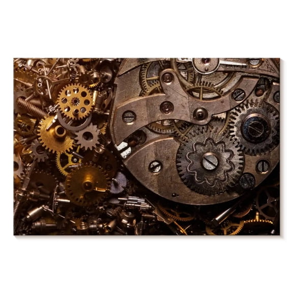 Elephant Stock Old Gears Wall Art - Horizontal Canvas Wall Art - Living Room Wall Decor - Decor Elements Canvas - Brown And Beige Decor - 12" x 8"