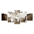 thumbnail image 1 of Elephant Stock Old Grunge World Map Wall Art - Horizontal Multi Panel Canvas - Living Room Wall Decor - Map Multi Panel - Gray And Brown Decor - 74" x 34", 1 of 4