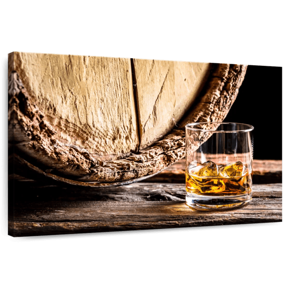 Elephant Stock Oldest Whiskey Barrel Wall Art - Horizontal Canvas Wall Art - Dining Room Wall Decor - Food And Drink Canvas - Beige And Brown Decor - 24" x 16"