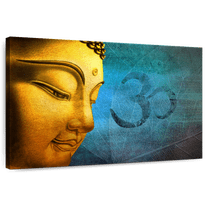 Elephant Stock Om Noble Buddha Wall Art - Horizontal Canvas Wall Art - Living Room Wall Decor - People Canvas - Orange And Teal Decor - 12" x 8"