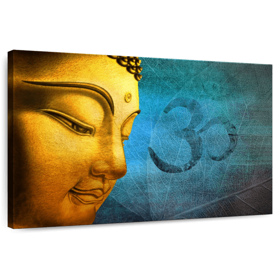 Elephant Stock Om Noble Buddha Wall Art - Horizontal Canvas Wall Art - Living Room Wall Decor - People Canvas - Orange And Teal Decor - 12" x 8"