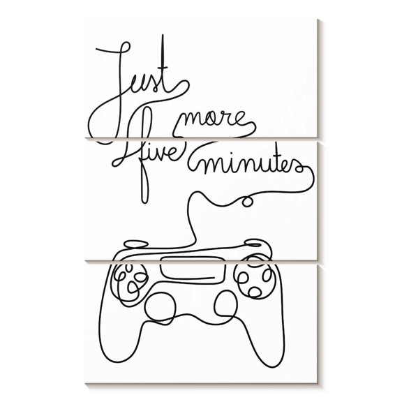 Elephant Stock One Line Gamer Quote Wall Art - Vertical Multi Panel Canvas - Living Room Wall Decor - Hobbies And Lifestyle Multi Panel - White And Black Decor - 28" x 45"