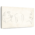 thumbnail image 1 of Elephant Stock One Line Woman Wall Art - Horizontal Canvas Wall Art - Living Room Wall Decor - People Canvas - Beige And White Decor - 12" x 8", 1 of 8