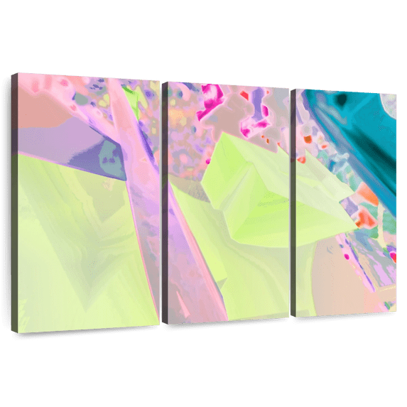 Elephant Stock One Week Push Ii Wall Art - Horizontal Multi Panel Canvas - Living Room Wall Decor - Abstract Multi Panel - Pink And Green Decor By Henry Hu - 65" x 42"