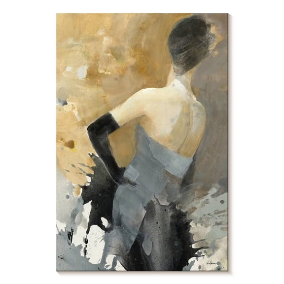 Elephant Stock Opening Night Ii Wall Art - Vertical Canvas Wall Art - Hallway Wall Decor - People Canvas - Beige And Gray Decor By Albena Hristova - 34" x 51"