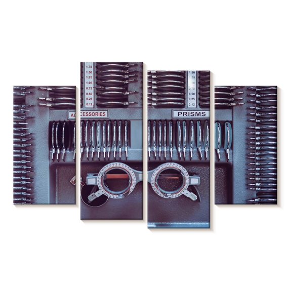 Elephant Stock Optometrist Trial Frames Wall Art - Horizontal Multi Panel Canvas - Living Room Wall Decor - Profession Multi Panel - Blue And White Decor - 30" x 18"