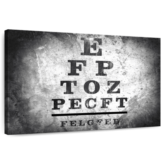 Elephant Stock Optometry Test Wall Art - Horizontal Canvas Wall Art - Living Room Wall Decor - Profession Canvas - White And Gray Decor - 30" x 20"