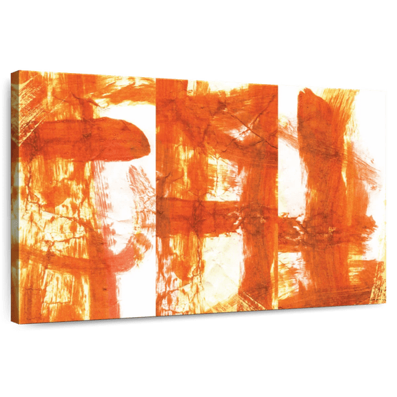 Elephant Stock Orange Abstract Wall Art - Horizontal Canvas Wall Art - Living Room Wall Decor - Abstract Canvas - Orange And White Decor - 51" x 34"