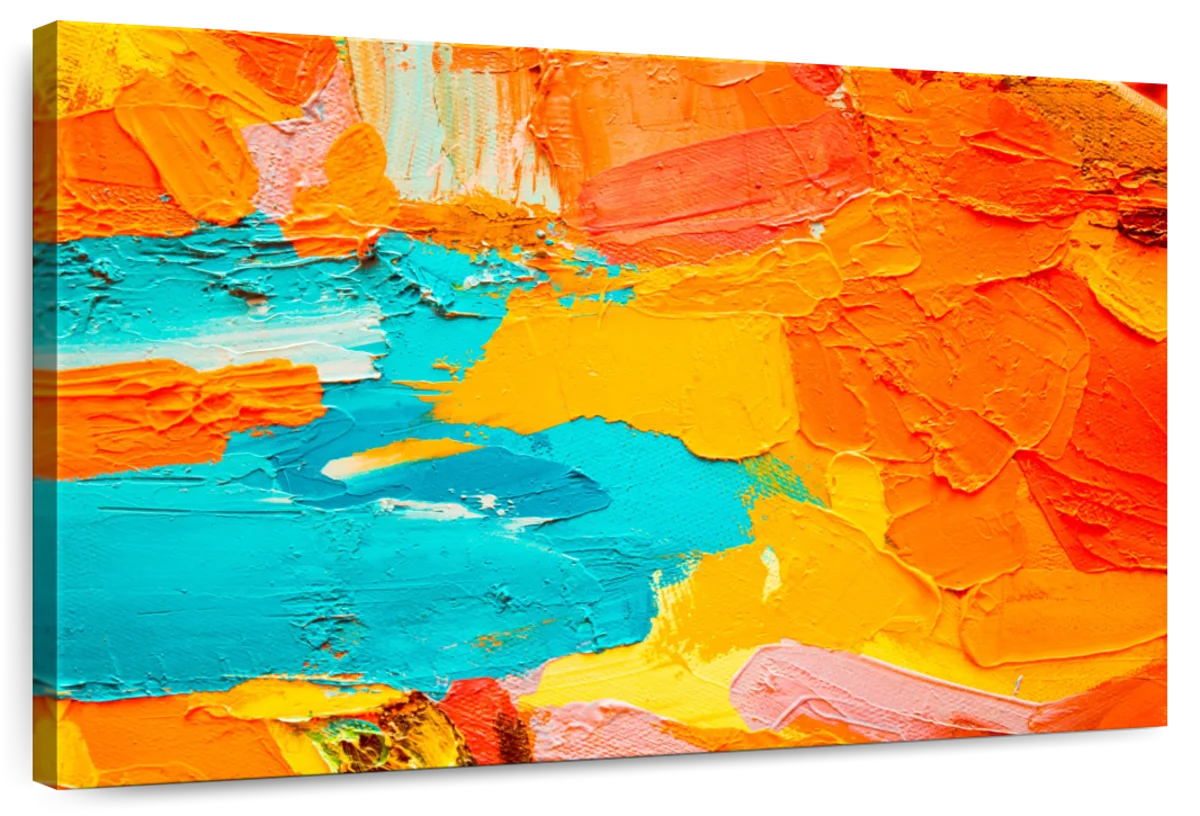 Elephant Stock Orange And Blue Abstract Wall Art Horizontal Canvas