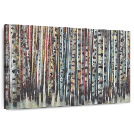 Elephant Stock Painted Birch Forest Wall Art - Horizontal Canvas Wall Art - Living Room Wall Decor - Nature Canvas - Pink And Yellow Decor By Norman Wyatt Jr. - 36" x 24"