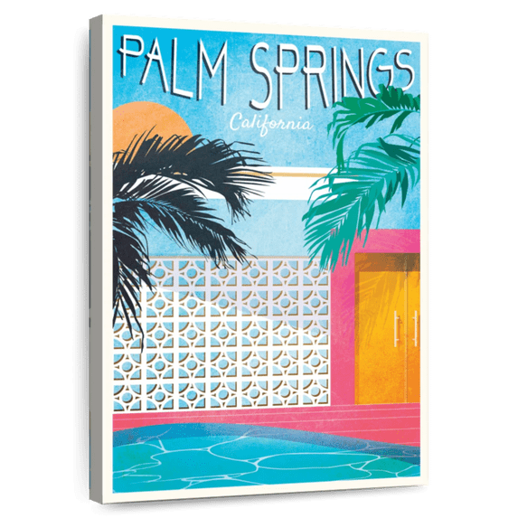 Elephant Stock Palm Springs California Wall Art - Vertical Canvas Wall Art - Living Room Wall Decor - Places Canvas - Blue And White Decor - 20" x 30"