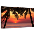 thumbnail image 1 of Elephant Stock Palm Tree Beach Sunset Wall Art - Horizontal Canvas Wall Art - Living Room Wall Decor - Beach Canvas - Black And Brown Decor - 51" x 34", 1 of 8