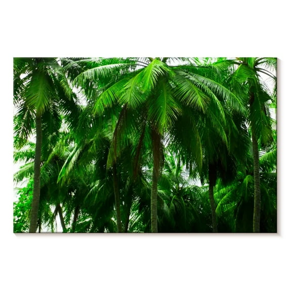 Elephant Stock Palm Tree Forest Wall Art - Horizontal Canvas Wall Art - Hallway Wall Decor - Nature Canvas - Green And Brown Decor - 48" x 32"