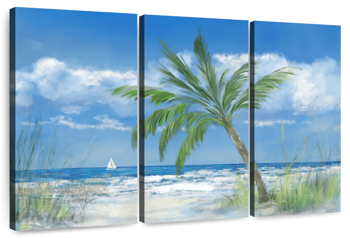 Elephant Stock Palm Tree Paradise Wall Art - Horizontal Multi Panel ...