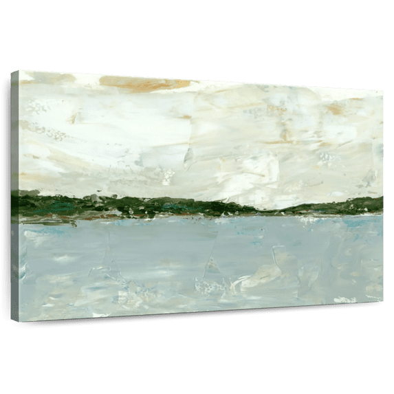 Elephant Stock Panoramic Vista I Wall Art - Horizontal Canvas Wall Art - Living Room Wall Decor - Abstract Canvas - Green And Blue Decor By Ethan Harper - 30" x 20"