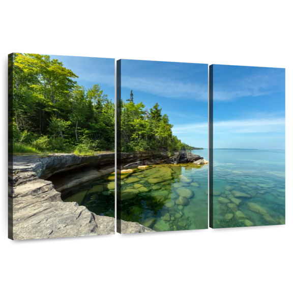 Elephant Stock Paradise Cove Photography Wall Art - Horizontal Multi Panel Canvas - Living Room Wall Decor - Nature Multi Panel - Green And Blue Decor - 45" x 28"