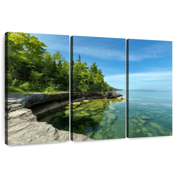 Elephant Stock Paradise Cove Photography Wall Art - Horizontal Multi Panel Canvas - Living Room Wall Decor - Nature Multi Panel - Green And Blue Decor - 74" x 48"